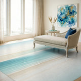 Blue and Teal Blue Teal Coastal Waves Area Rug