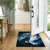 Howling Wolf Full Moon Night Sky Area Rug