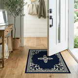 Traditional Persian Navy Ornate Floral Medallion Area Rug