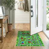 Washable Kids City Map Play Rug - Low Pile Non-Slip Traffic Mat