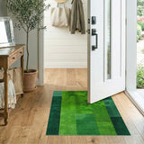 Green Lush Green Patchwork Shag Area Rug