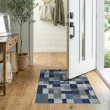 Navy Blue Patchwork Geometric Area Rug