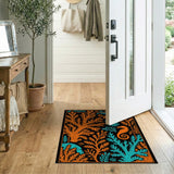 Orange Teal Coral Reef Sea Life Area Rug