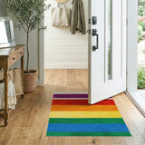 Geometric Modern Vibrant Rainbow Stripe Shag Area Rug