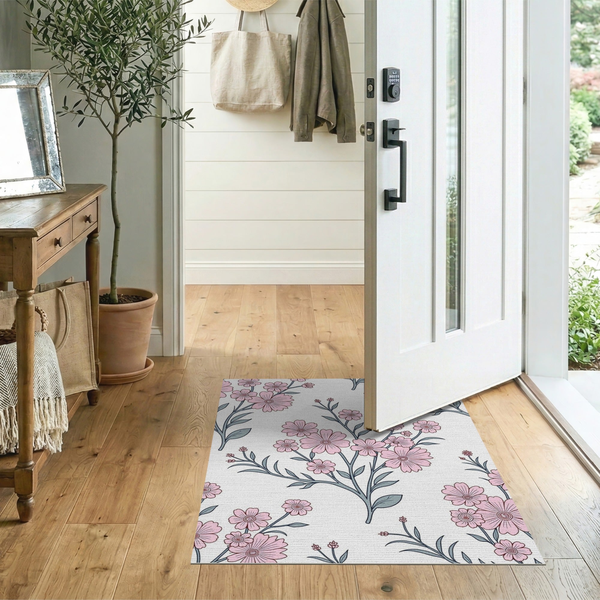 Pink Delicate Pink Blossom Floral Area Rug