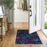 Vibrant Neon Pink Teal Geometric Rug