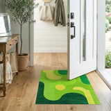 Vibrant Green Yellow Abstract Geometric Rug