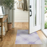 ODIKA Washable Lavender Abstract Floral Low Pile Area Rug