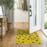 Floral Vintage Vibrant Sunflower Yellow Area Rug