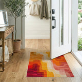 Vibrant Abstract Geometric Orange Area Rug