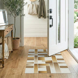 Layered Tan Brown Geometric Area Rug