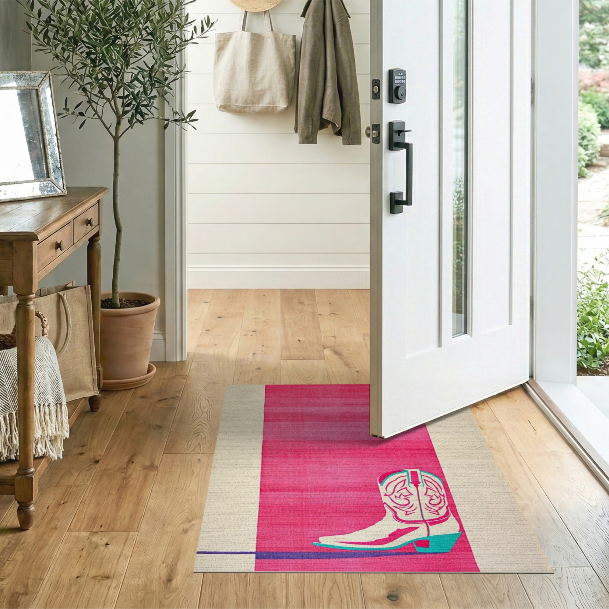 Pink Cowboy Boot Area Rug