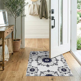 Black and White Intricate Black White Mandala Floral Area Rug