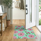 Pink Peony Floral Pattern Area Rug