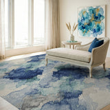 Blue Teal Abstract Watercolor Area Rug