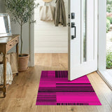 Pink Bold Pink Black Geometric Stripe Area Rug
