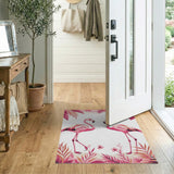 Pink Flamingo Duo Tropical Area Rug