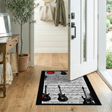 ODIKA Washable Electric Guitar Sheet Music Area Rug - Low Pile Non-Slip Rock Decor