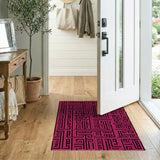 Bold Pink Geometric Maze Area Rug