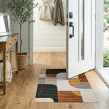 Abstract Curved Geometric Neutral Area Rug