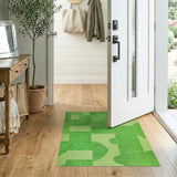 Vibrant Green Geometric Abstract Area Rug