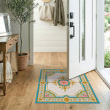 Multi-color and Patterns Ornate Teal Gold Persian Medallion Area Rug