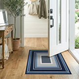 Navy Blue Concentric Frames Geometric Area Rug