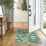 Green Wavy Line Area Rug