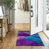 Purple Teal Plush Shag Abstract Rug