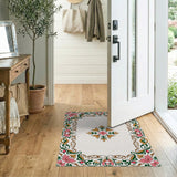 Pink Floral Vintage Border Area Rug