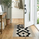 Beige Black Geometric Diamond Area Rug