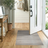 Grey Horizontal Stripe Woven Area Rug