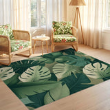 ODIKA Tropical Monstera Leaf Washable Rug - Low Pile Botanical Non-Slip Area Carpet