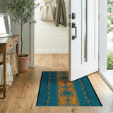 Teal Orange Heritage Tribal Area Rug