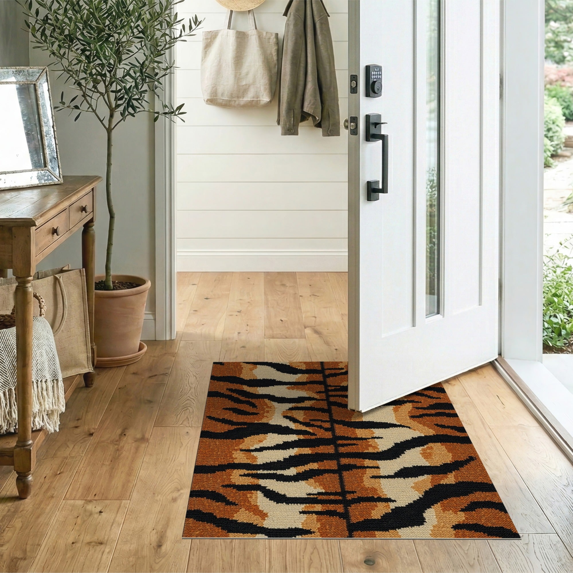 Bold Tiger Stripe Orange Area Rug
