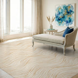 Beige Neutral Wave Area Rug