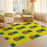 ODIKA Yellow Pineapple Pattern Washable Low Pile Area Rug