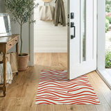 Vibrant Red Wavy Line Area Rug