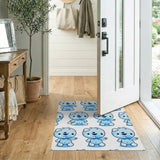 Cute Blue Cartoon Bear Kids Area Rug