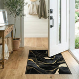 Gold and Silver Black Gold Abstract Wave Area Rug
