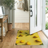 Zesty Lemon Yellow Fruit Pattern Rug