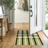 Distressed Khaki Plaid Checkered Area Rug