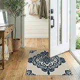 Ornate Navy on Beige Persian Motif Rug