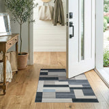 Modern Geometric Grey Block Grey Area Rug