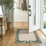 Ornate Green Fern Border Area Rug