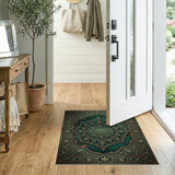 Teal Lotus Mandala Persian Area Rug