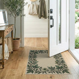 Lush Green Vine Floral Border Area Rug