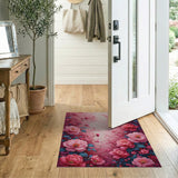 Pink Vibrant Pink Peony Floral Area Rug