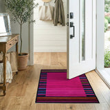Vibrant Pink Multi-Stripe Area Rug