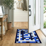 Navy Blue Geometric Block Area Rug